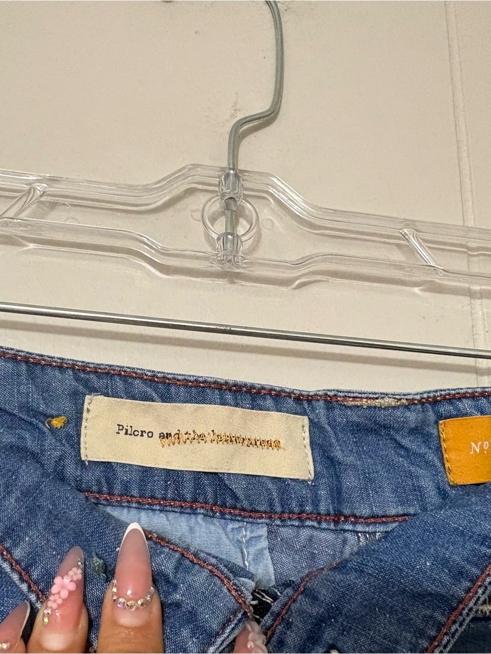 Pilcro Anthropologie Wide Leg Chambray Jeans Patch Pocket Blue Size 10 - Picture 6 of 11